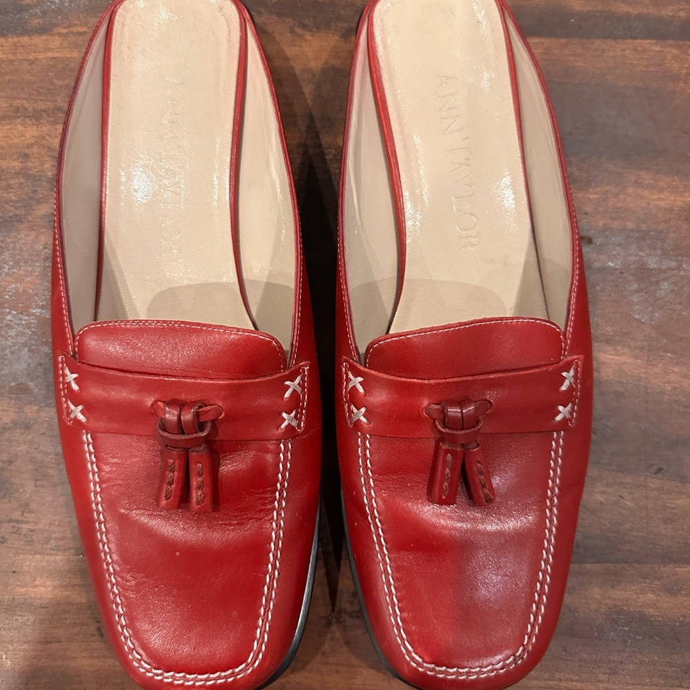 Ann Taylor Red Mules Flats